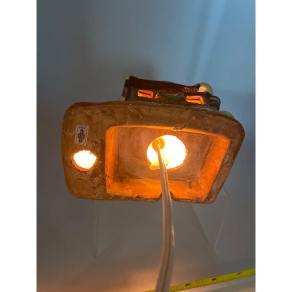 Vtg Holiday Ceramic Illuminated Cabin Snow House Hand Painted Village - Picture 10 of 15